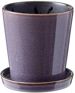 Doniczka z podstawką Bitz Ø10x11 cm liliowa - środek czarny – obraz-1
