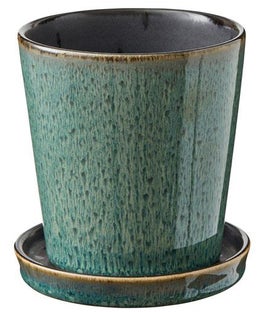 Doniczka z podstawką Bitz Ø10x11 cm zielona - środek czarny – obraz-1