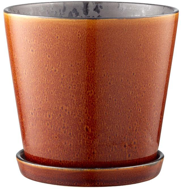 Doniczka z podstawką Bitz Ø14x13 cm bursztynowa - środek czarny – obraz-1