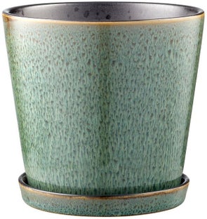 Doniczka z podstawką Bitz Ø14x13 cm zielona - środek czarny – obraz-1