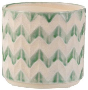 Doniczka Zigzag Ø14x13 cm beżowo-zielona – obraz-1