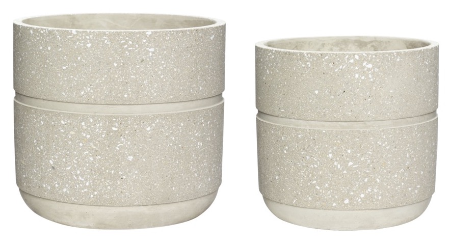 Doniczki betonowe 2-set beżowe  – obraz-1