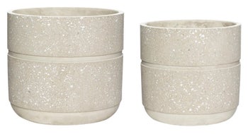 Doniczki betonowe 2-set beżowe – obraz-1