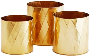 Doniczki Harlequin (3-set) złote – obraz-1