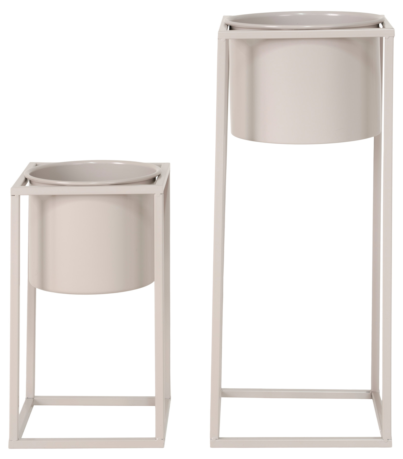 Doniczki na stojaki stalowe szarobeżowe 31 i 51 cm – grafika-1.