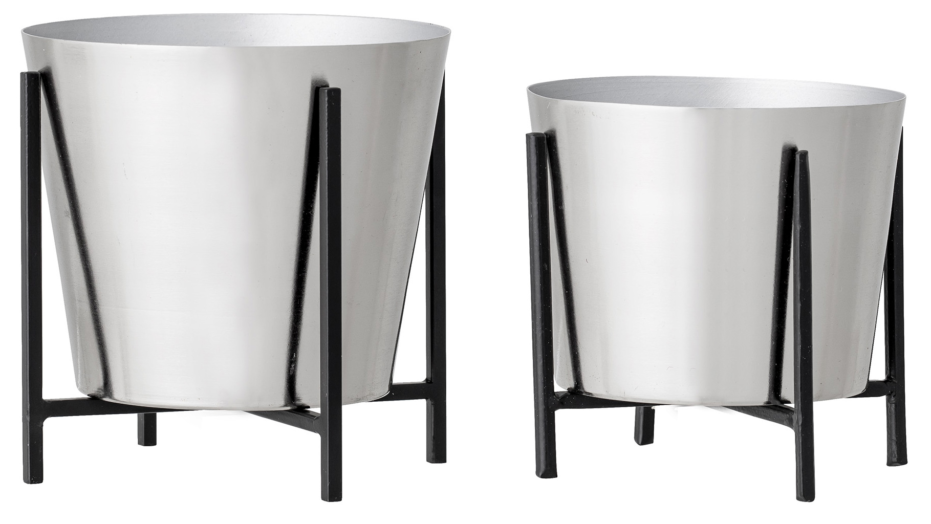 Doniczki Risnet (2-set) srebrno-czarne – obraz-1