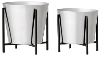 Doniczki Risnet (2-set) srebrno-czarne – obraz-1