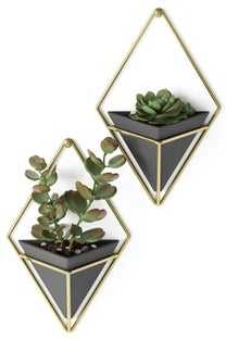 Doniczki ścienne z kamionki czarne 11x6 cm – obraz-1