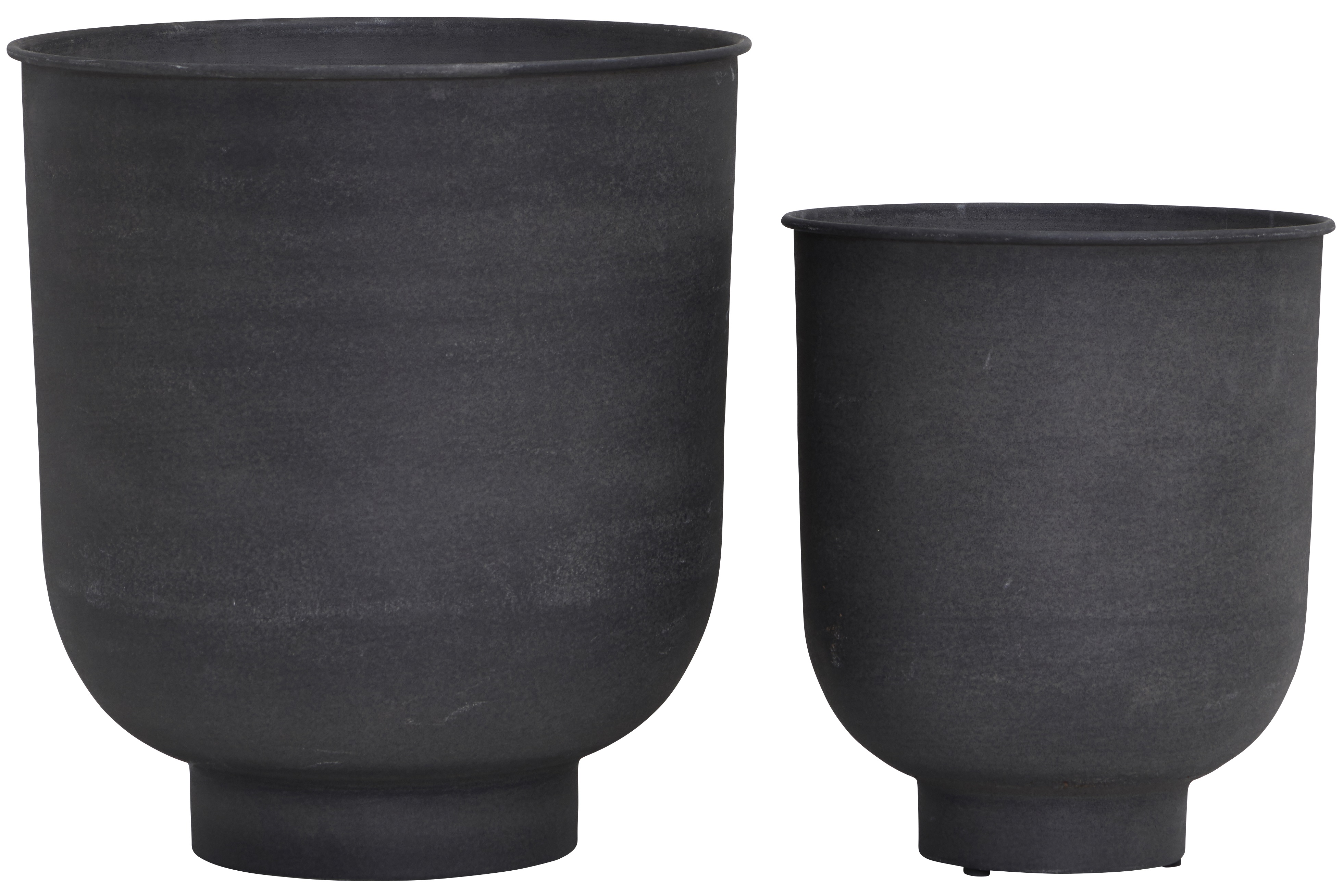 Doniczki Wazony Vig (2-Set) ciemnoszare duże – obraz-1