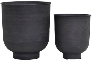 Doniczki Wazony Vig (2-Set) ciemnoszare duże – obraz-1