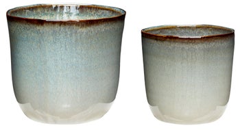 Doniczki ceramiczne 2-set beżowe – obraz-1