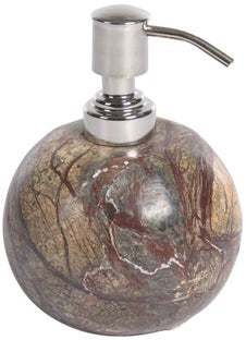 Dozownik na mydło marmur brązowy Ø10x8 cm – obraz-1