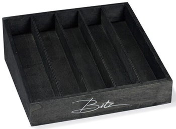 Drewniany pojemnik na sztućce Glam&Taste czarny – obraz-1