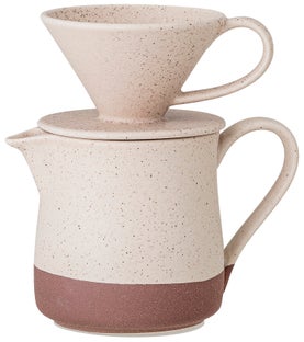 Dripper do kawy z dzbankiem ceramiczny brązowy – obraz-1