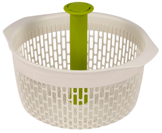 Durszlak z funkcją odwirowywania 26x23 cm biało-zielony  – obraz-1