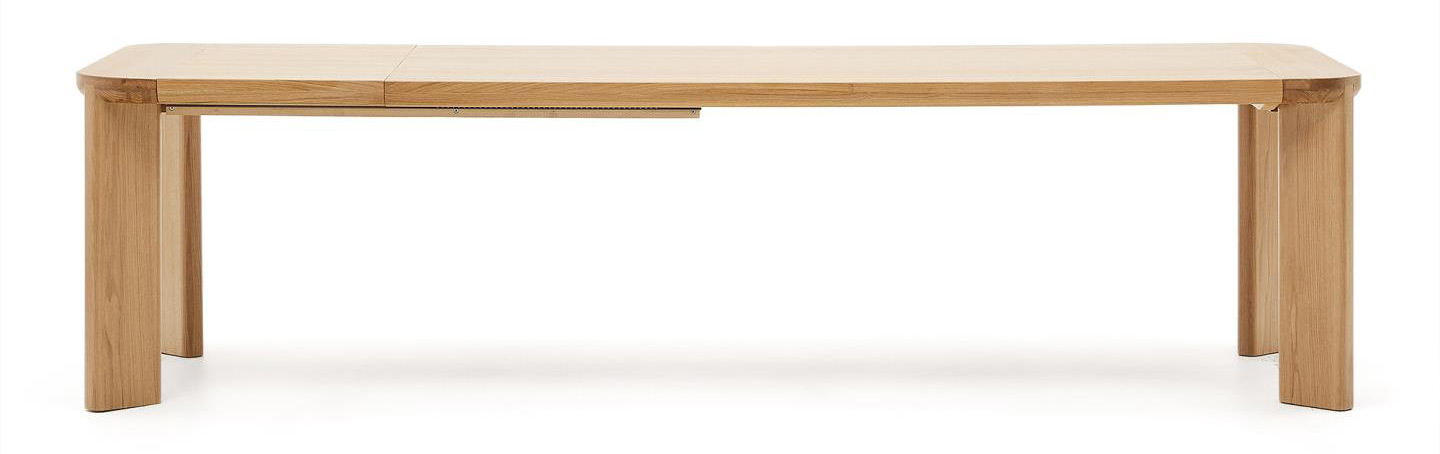 Duży stół rozkładany na 12 osób pokryty fornirem dębowym z naturalnym wykończeniem 240-320x77 cm – obraz-1