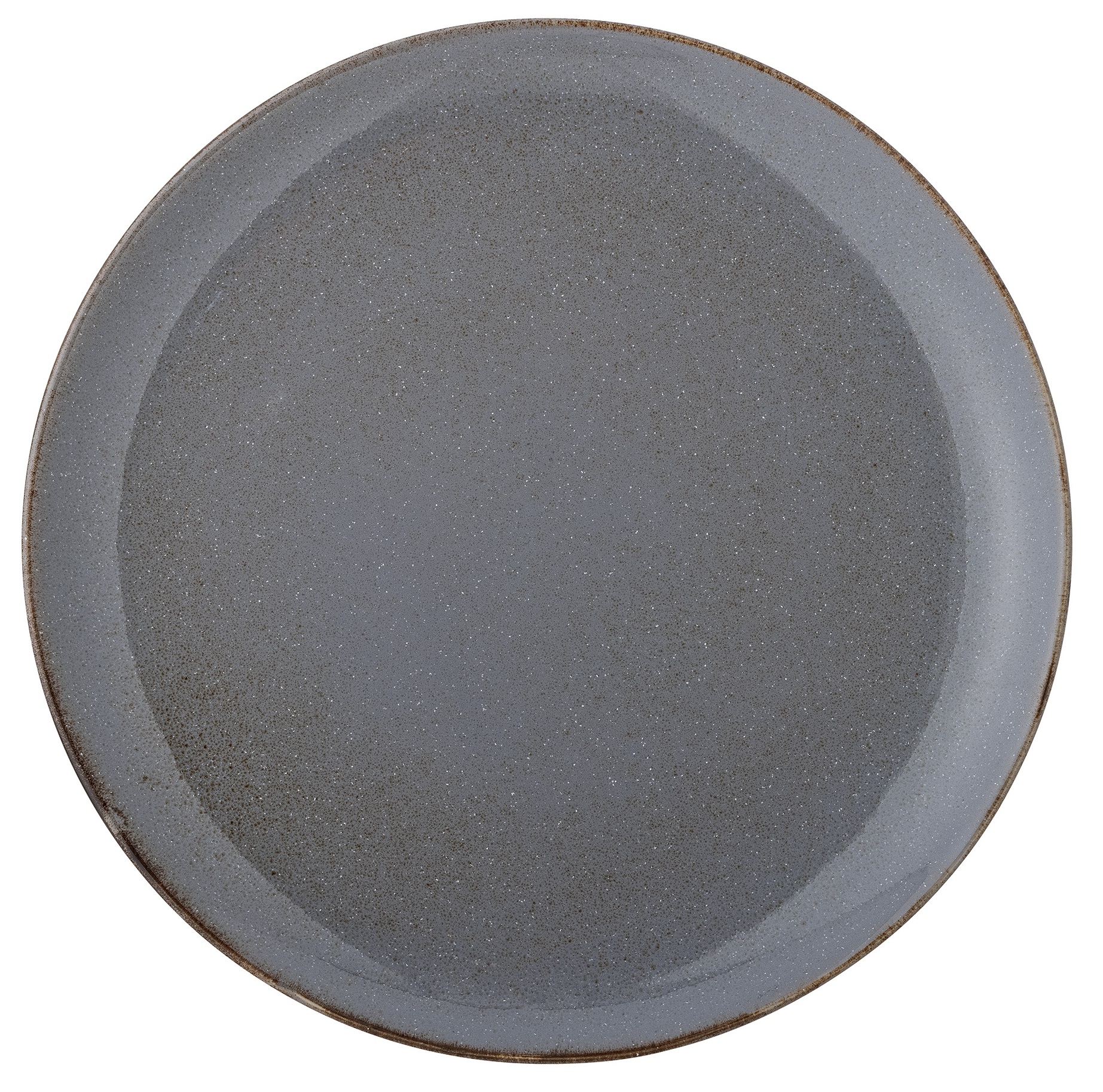 Duży talerz obiadowy ciemnoszary z nierównymi brązowymi krawędziami z kamionki Ø28,5  – obraz-1