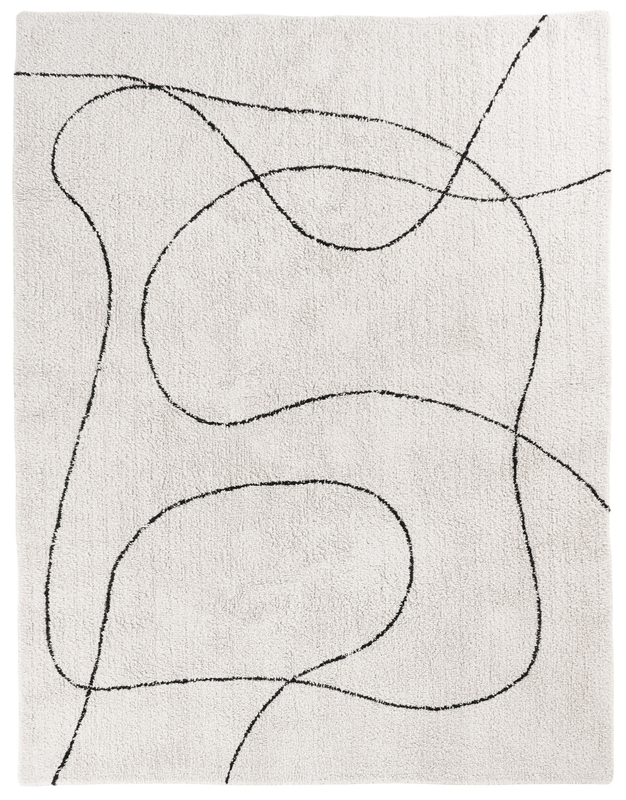 Dywan bawełniany biały z czarnymi wzorami 160x230 cm – grafika-1.