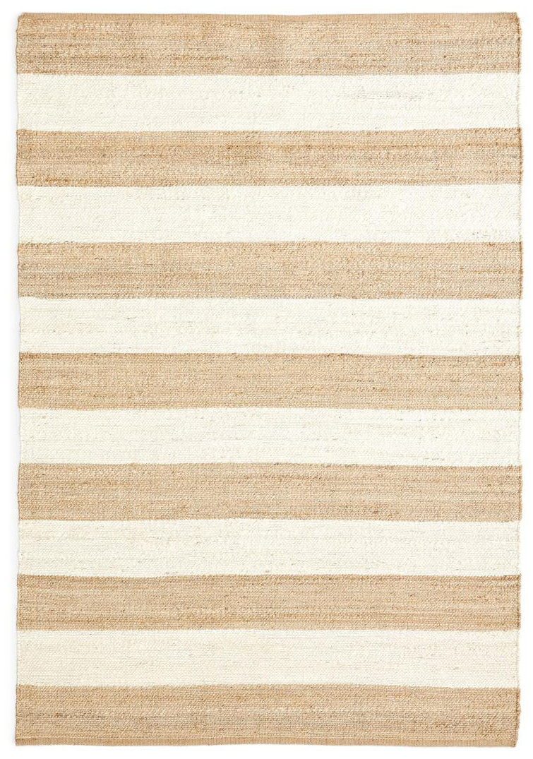 Dywan boho w paski biało-naturalne juta i bawełna 160x230 cm – obraz-1