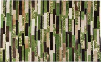 Dywan ze skóry naturalnej i wełny 240x170 cm zielony – obraz-1