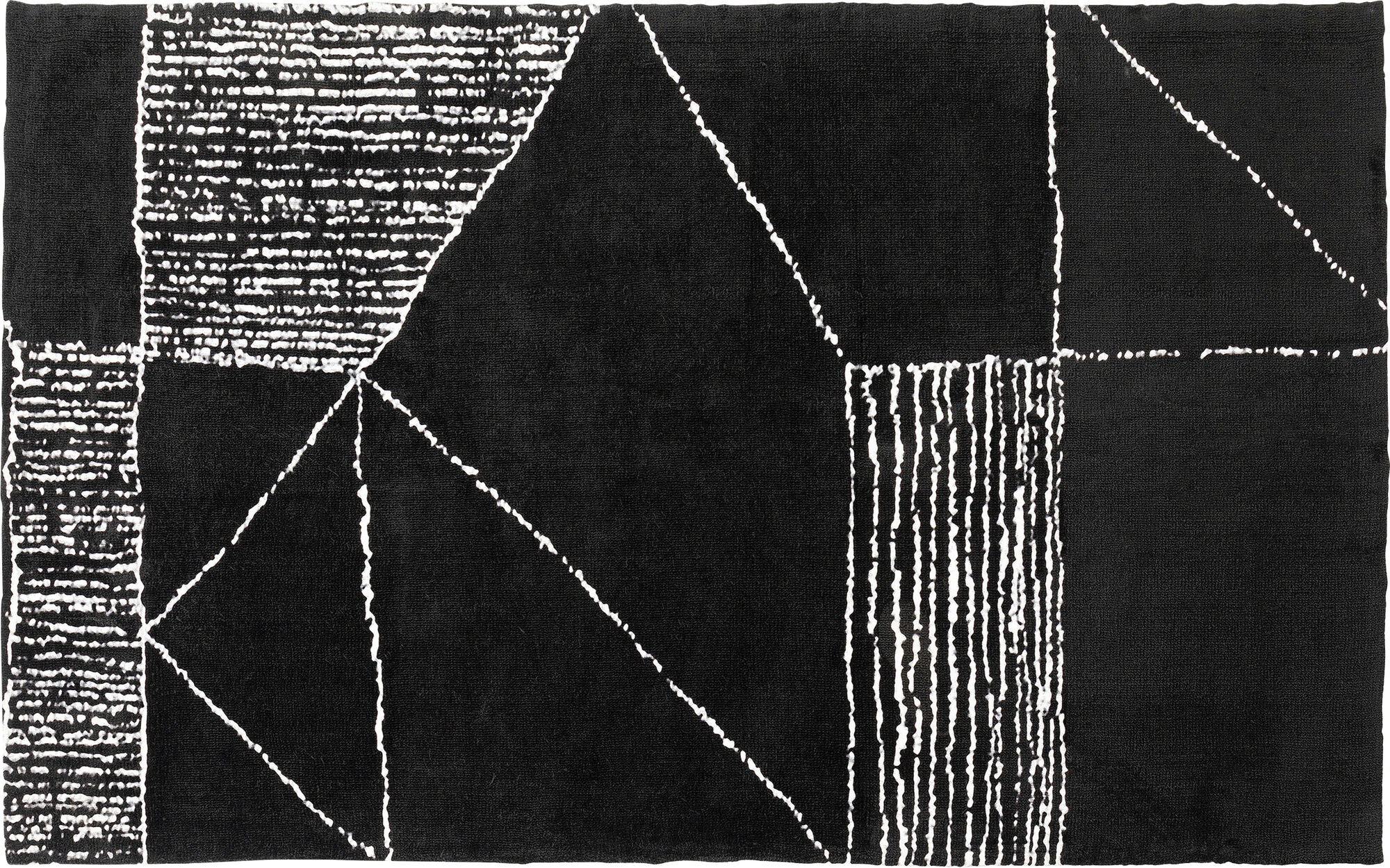 Dywan czarny nowoczesny 170x240 cm białe paski – obraz-1