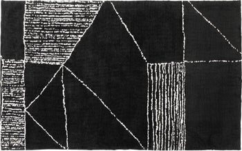 Dywan czarny nowoczesny 170x240 cm białe paski – obraz-1