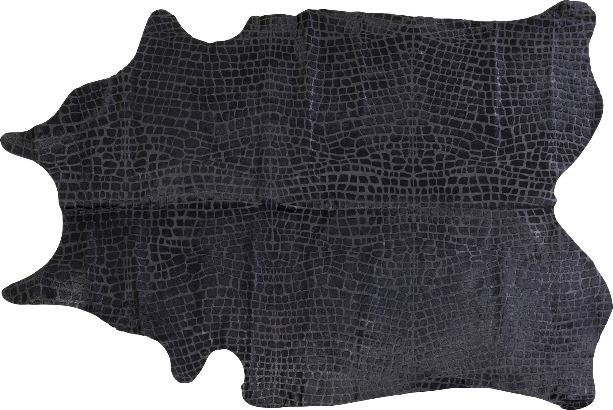 Dywan skóra naturalna czarny 215x180 cm  – obraz-1