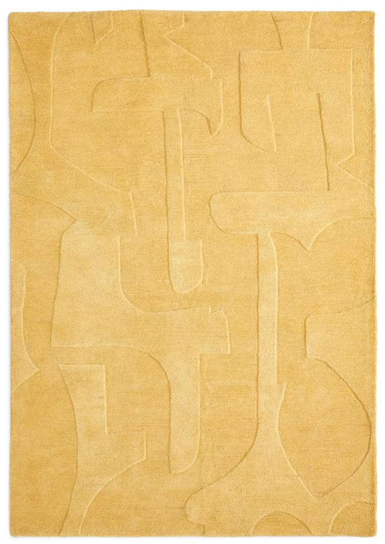 Dywan musztardowy nowoczesny wełna i wiskoza 160x230 cm – obraz-1