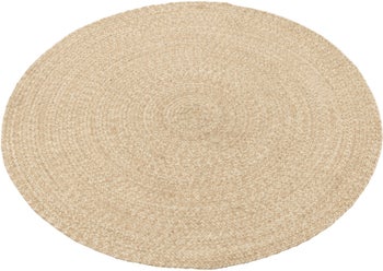 Mały biały dywan okrągły do użytku na zewnątrz z naturalnych materiałów Ø120 cm – grafika-1.