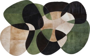 Teppe Ovado Colore Grønn/Beige/Svart Skinn 240x170cm – bilde-1.