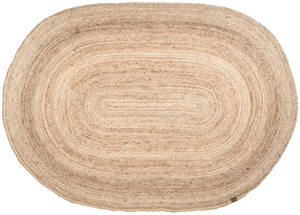 Dywan owalny beżowy z juty skandynawski 200x300 cm – obraz-1