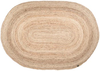 Dywan owalny beżowy z juty skandynawski 200x300 cm – obraz-1