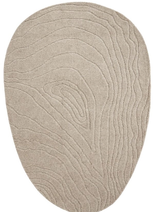 Dywan owalny wełniany w kolorze bezowym 190x290 cm  – obraz-1