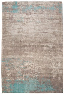 Prostokątny dywan vintage w odcieniach szaro-beżowych i niebieskich do salonu – grafika-1.