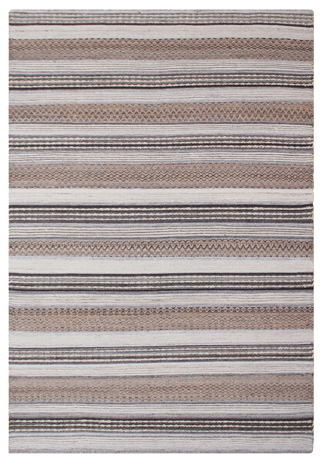 Dywan w paski prostokątny boho szaro-naturalny 160x230 cm ręcznie tkany – grafika-1.