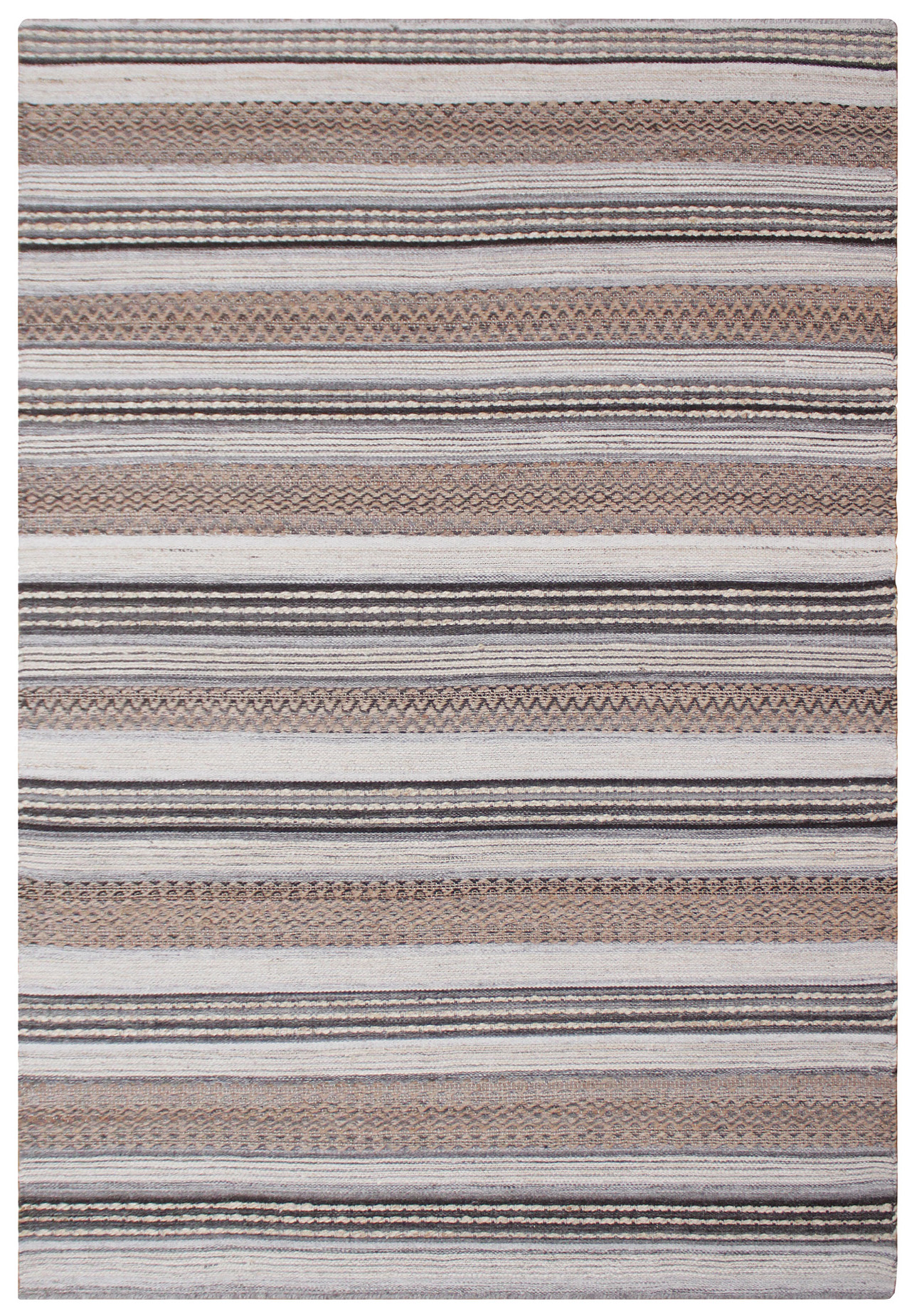 Dywan w paski prostokątny boho szaro-naturalny 200x300 cm ręcznie tkany – grafika-1.