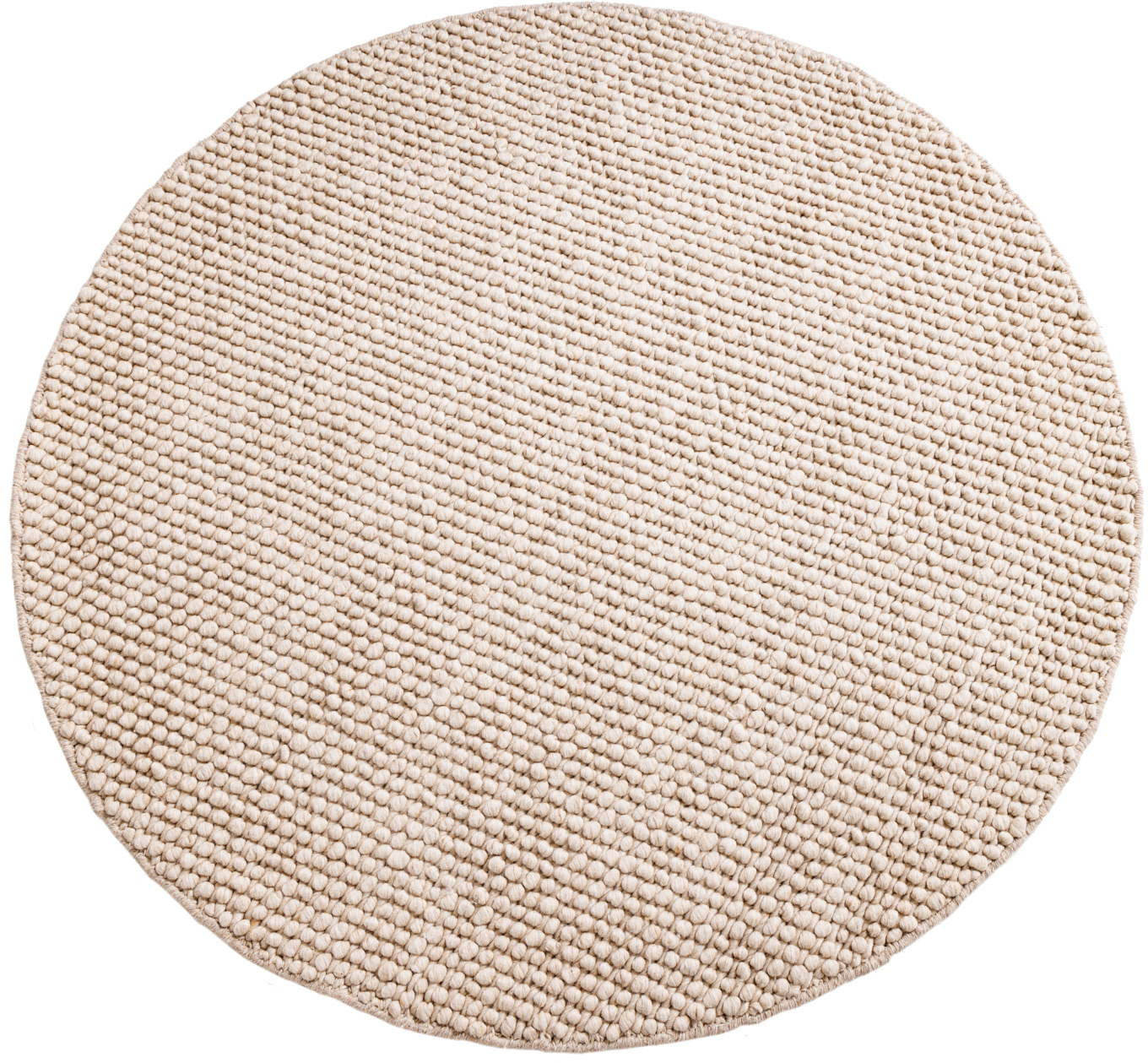 Okrągły dywan wełniany beżowy o średnicy 150 cm – grafika-1.