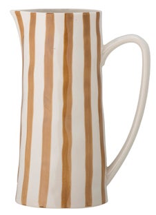 Dzbanek w biało - brązowe paski z kamionki – obraz-1