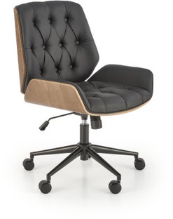 Eleganckie krzesło biurowe gabinetowe pikowane czarne 65/90-100 cm – obraz-1