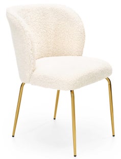 Eleganckie krzesło do jadalni ze złotymi nogami kremowe 64x80 cm – obraz-1