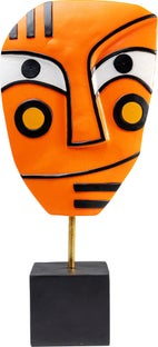 Figurka dekoracyjna twarz abstrakcyjna pomarańczowa 23x11 cm – obraz-1