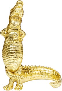 Figurka dekoracyjna złota aligator 30x20 cm – obraz-1