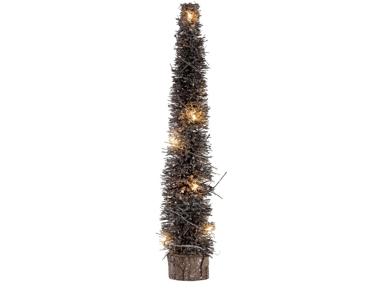 Figurka dekoracyjna Avola Christmas Tree świecąca Ø9x50 cm srebrno-brązowa – obraz-1
