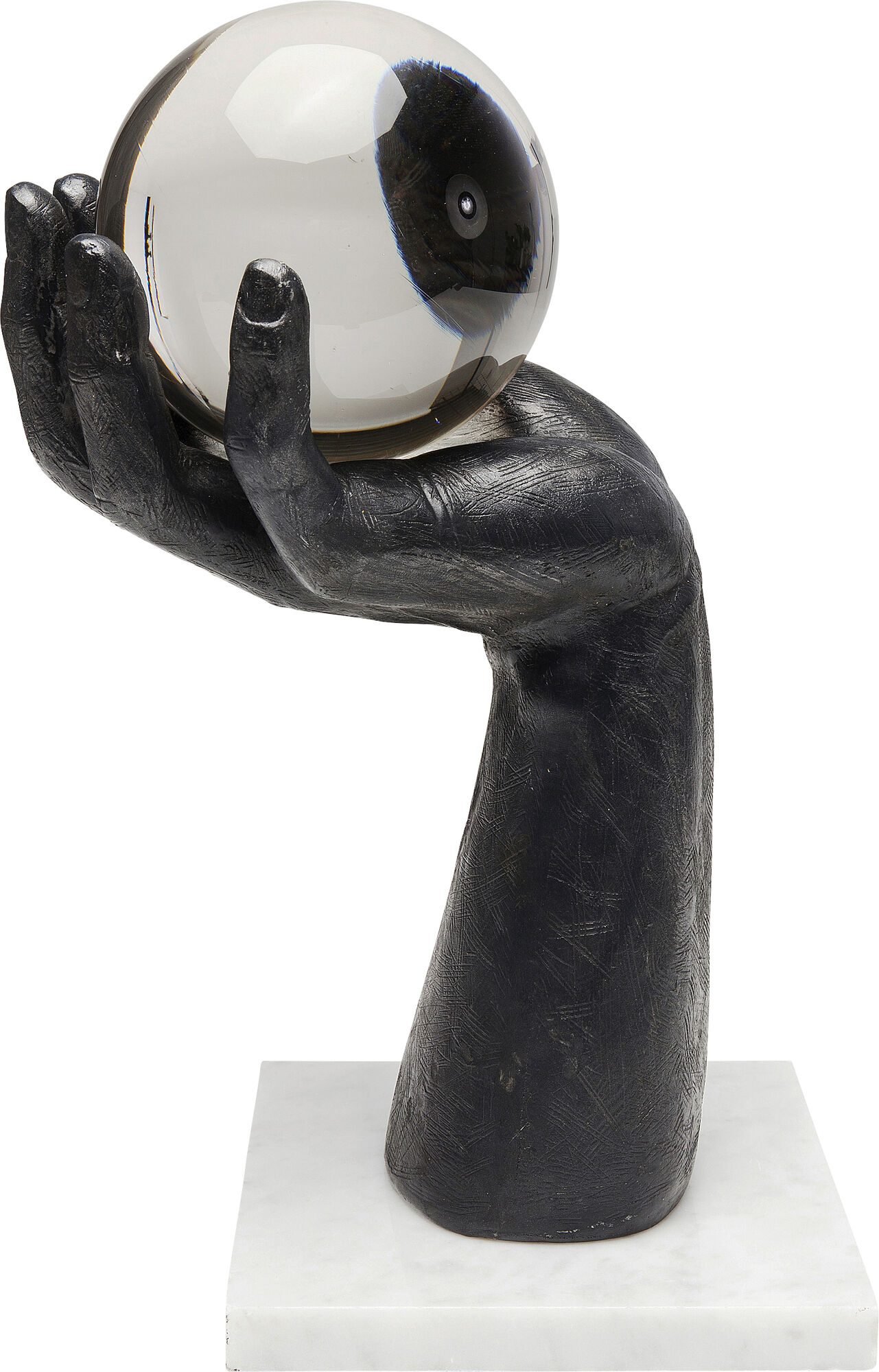 Figurka dekoracyjna szklana kula biała 20x15 cm – obraz-1