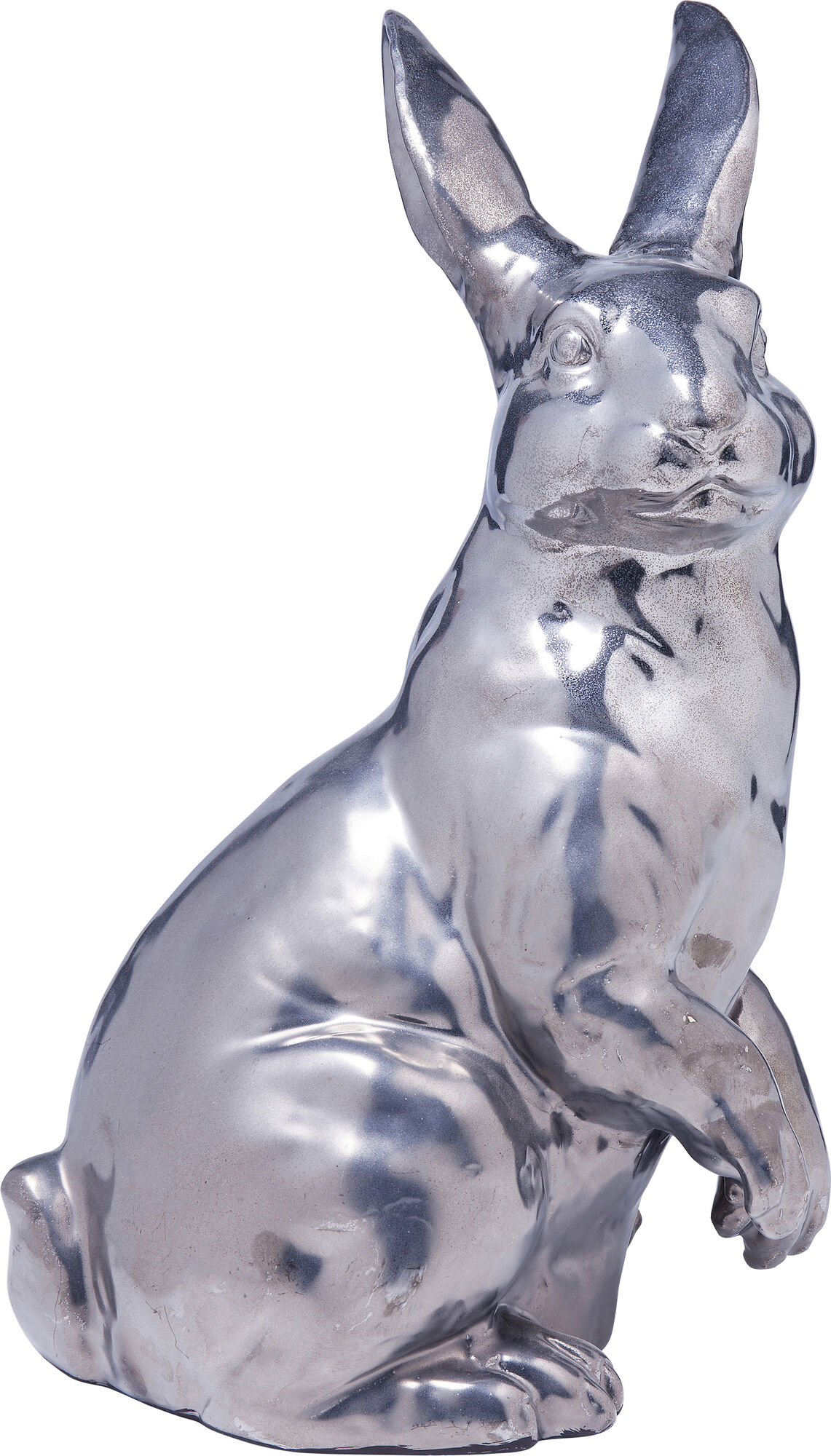 Figurka dekoracyjna srebrna zając 27x22 cm – obraz-1