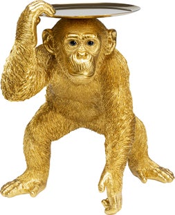 Figurka dekoracyjna złota małpa z tacką 45x37 cm – obraz-1