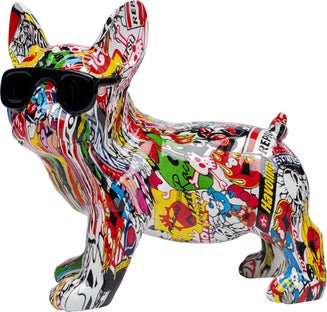 Figurka dekoracyjna pies okulary kolorowa 25x24 cm  – obraz-1