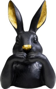 Figurka dekoracyjna czarno-złota królik 14x23 cm – obraz-1