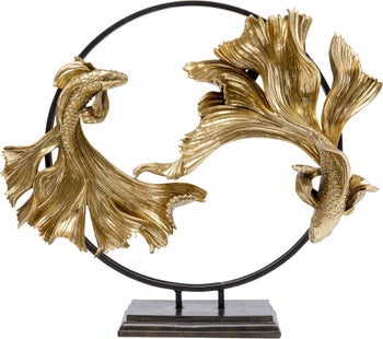 Figurka dekoracyjna złota tańczące ryby 58x21 cm – obraz-1