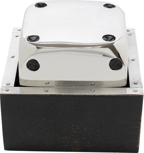 Figurka dekoracyjna kostka do gry srebrna 10x10 cm – obraz-1